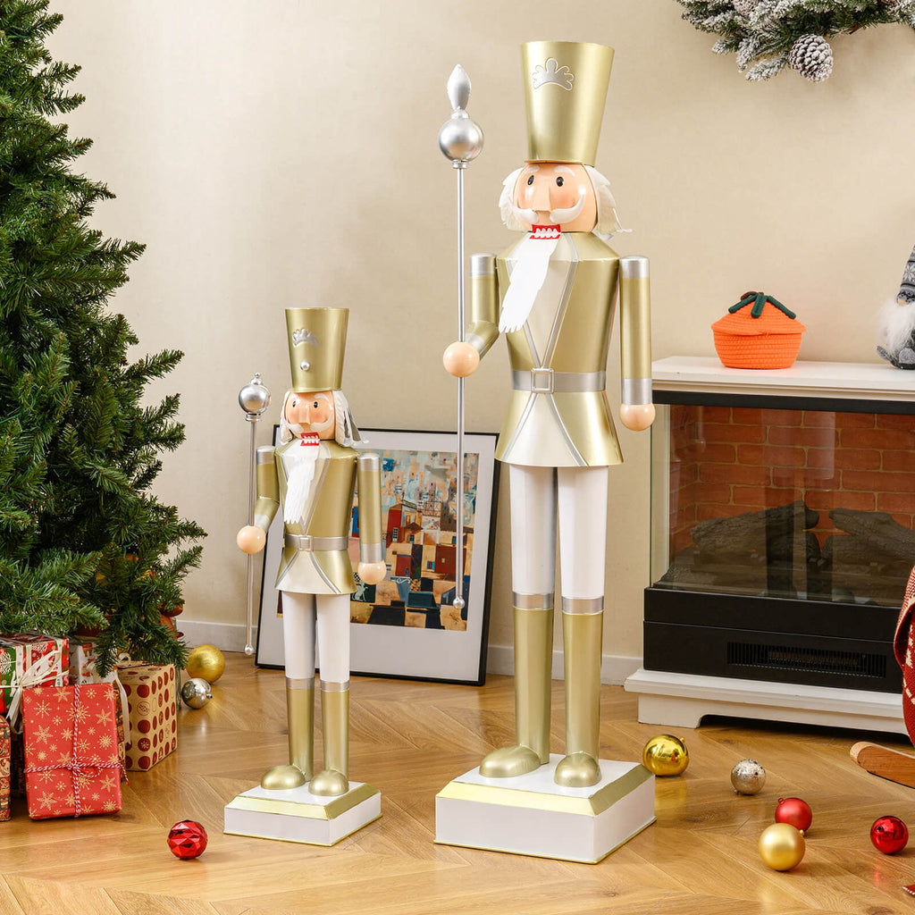 Costway 4’ Christmas Nutcracker with High Hat & Beautiful Scepter, Uniform & Boots for Yard Black+Red