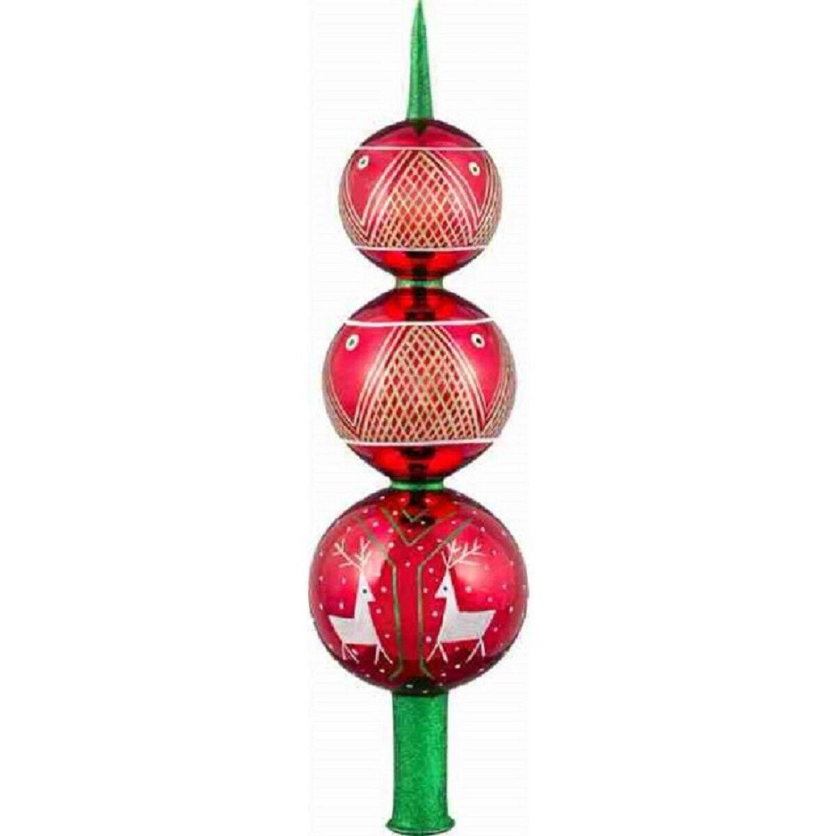 Lvov Pysanky Reindeer Finial Polish Glass Christmas Tree Topper