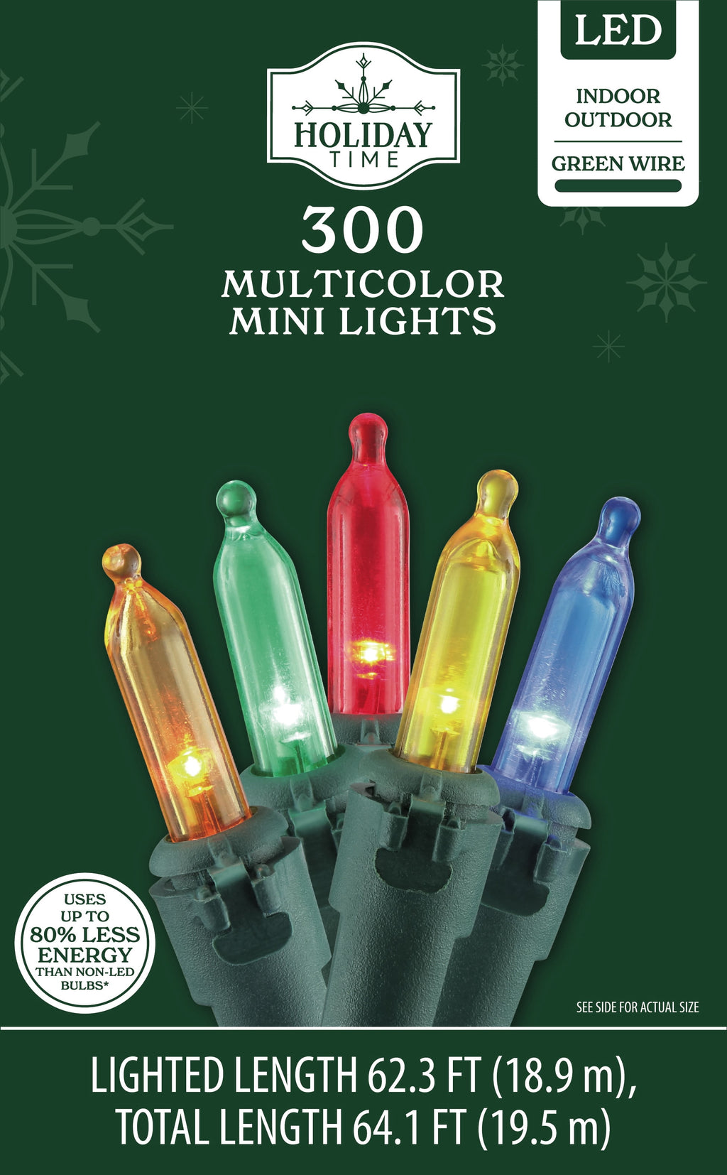 Indoor/Outdoor 300-Count LED Mini Christmas String Lights, Cool White, 62.3', by Holiday Time