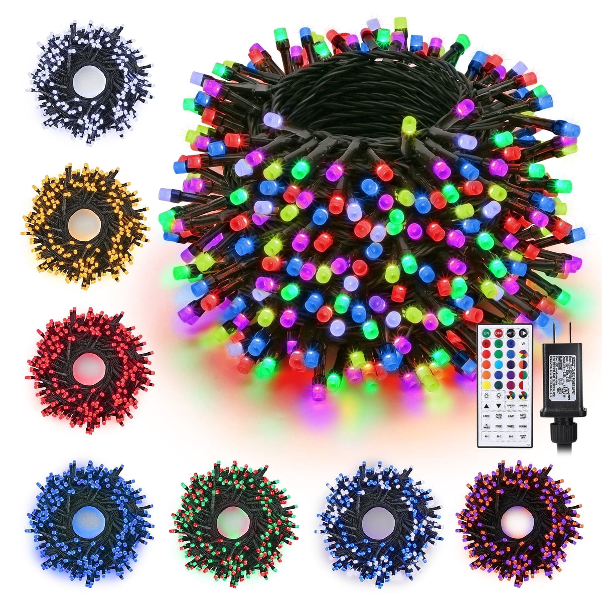 Christmas Lights Multicolor, Toodour 82ft 200 LED Christmas String Lights with 8 Modes, Timer, Connectable Plug in Christmas Outdoor Indoor Lights for Home, Garden, Party, Christmas Tree Decor