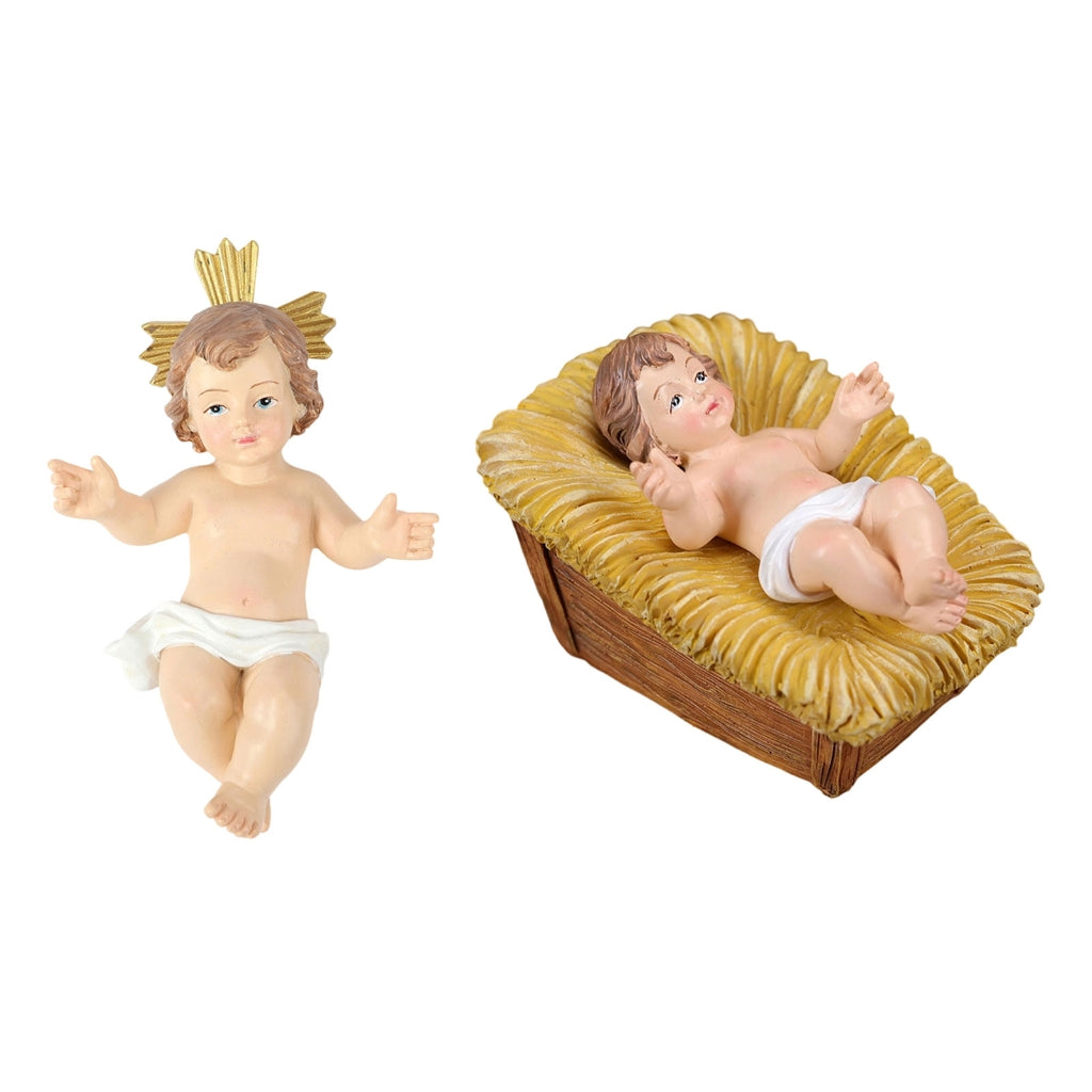 Resin Baby Jesuses Christ in Manger Figurines Small Nativity Statue Ornament