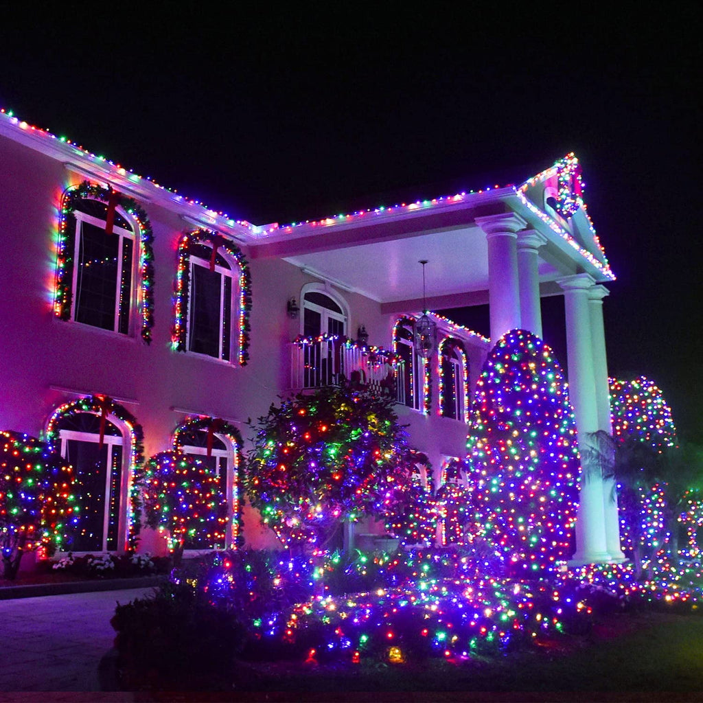 Rirool 2-Pack Solar Christmas Lights 100LED 39ft Waterproof Multicolor String Lights with 8 Modes for Gardens, Wedding, Party, Christmas Tree, Xmas Outdoor Decorations