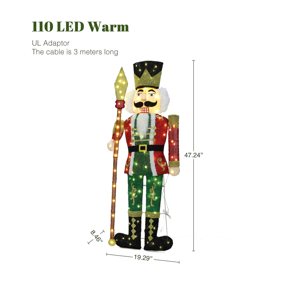 Langford Pre-lit 4ft Glittery Nutcracker Soldier Christmas Decoration