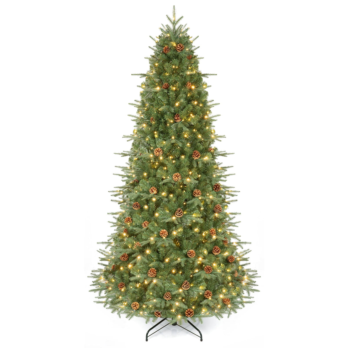 Costway 7.5 FT Pre-Lit Artificial Christmas Tree Hinged with 540 Warm White LED Lights