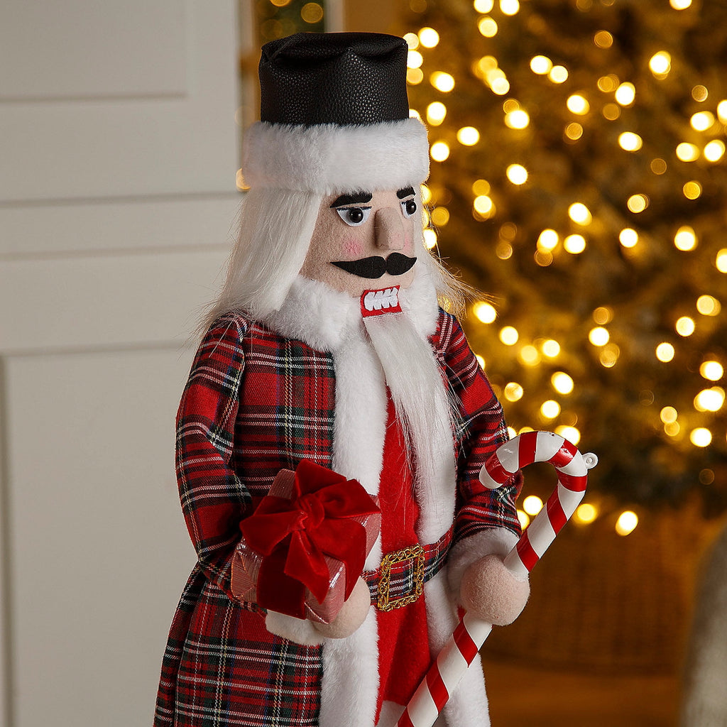 16" x 46" Christmas Animated Standing Nutcracker Decoration with Candy Cane