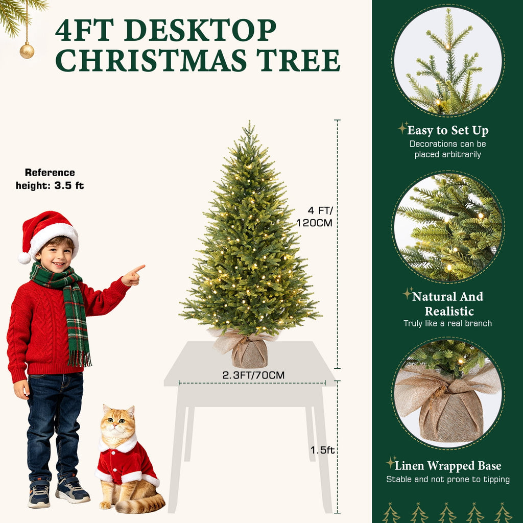 Lolsea 2ft Prelit Artificial Small Mini Christmas Tree with Color LED Lights, Remote Control and Timer, Perfect for Xmas Tabletop Decorations