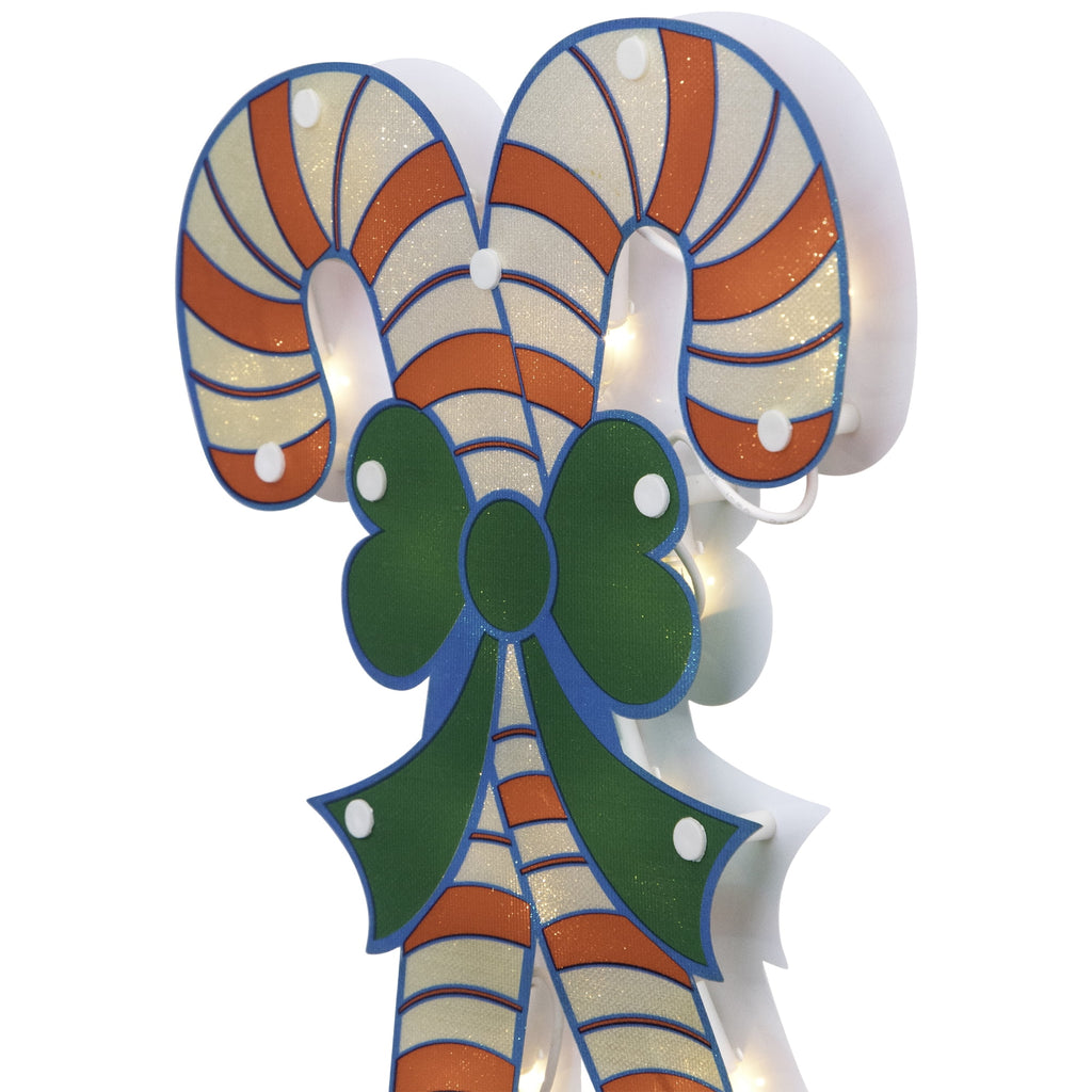 Northlight Lighted Holographic Candy Cane Outdoor Christmas Pathway Markers - 25.5" - Set of 3