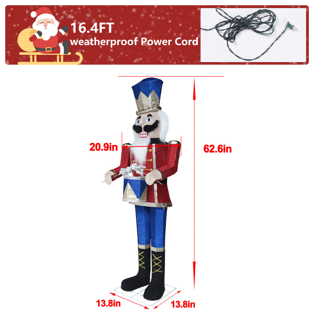 VEIKOUS 5ft Christmas Nutcracker Soldier Decoration, Xmas Indoor&Outdoor Decoration W/Candy Cane for Holiday Party