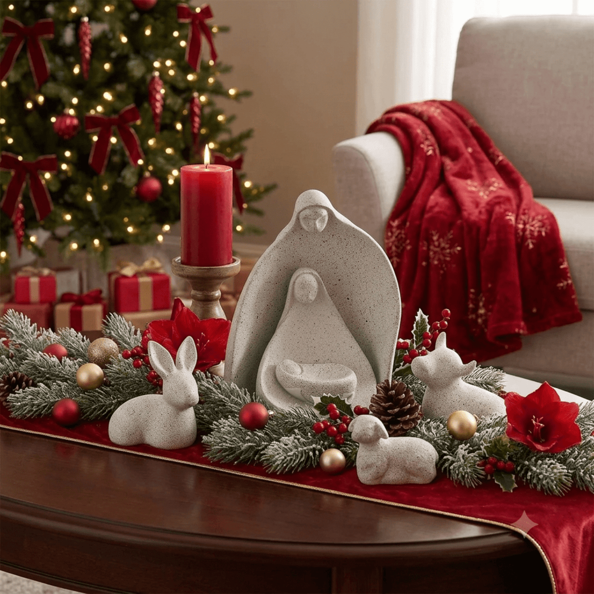 Transpac White Resin Nativity Set of 6 Christmas Tabletop Decor