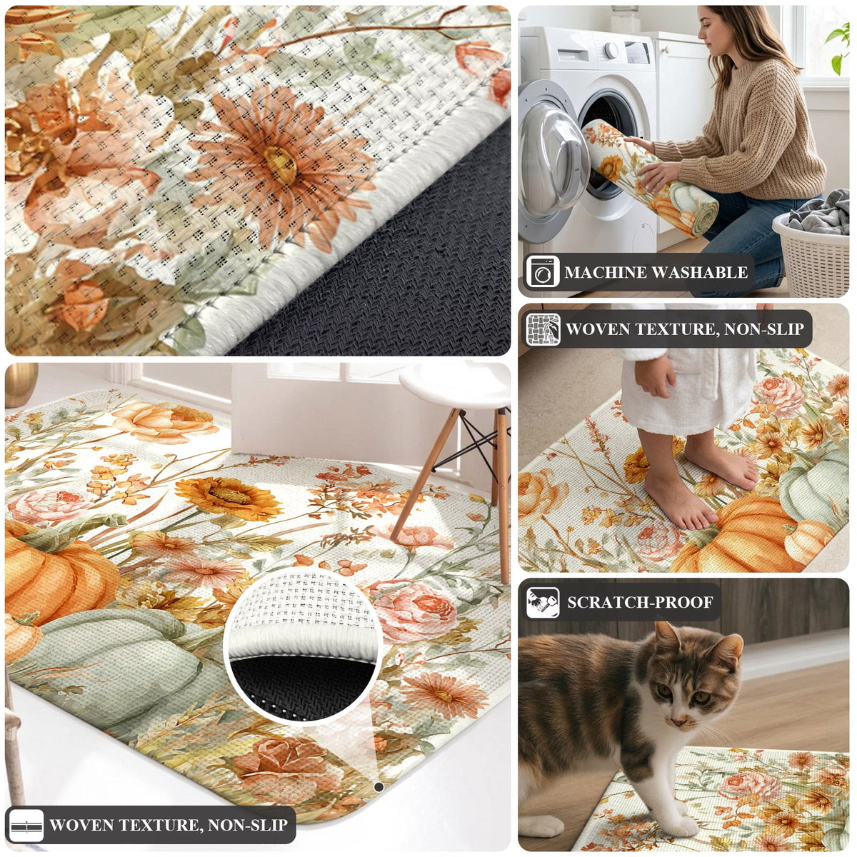Hallway Runner Rug 31.5"x78.7",Christmas Gnomes Absorbent Non Slip Indoor Outdoor Carpet,Red Joy Pine Branches Cardinal Birds Low Profile Runner Rugs for Corridor Kitchen Laundry Room Entryway