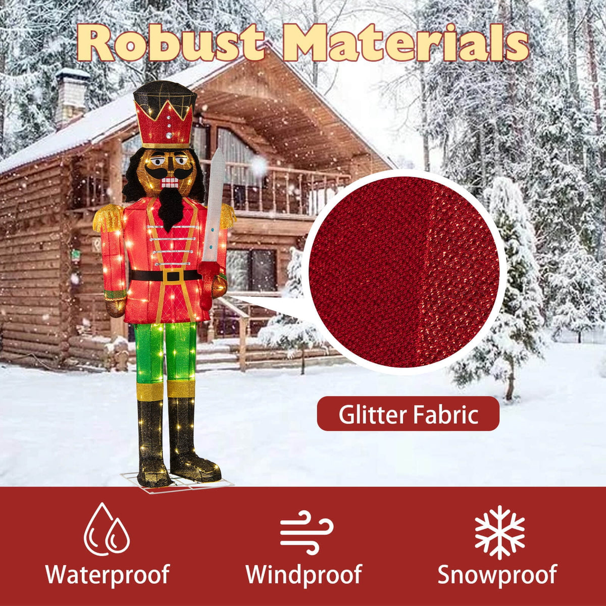 Costway 2 PCS 5 FT Lighted Christmas Nutcracker with Glitter Sword, 100 Lights for Outdoor