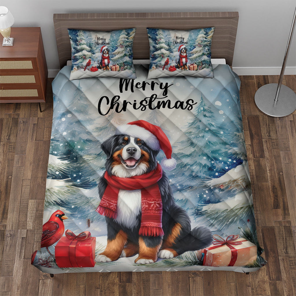 Merry Christmas French Bulldog Enjoys Woofmas Winter Xmas Holiday Quilt Bedding Set Dog Lover Gifts 1 Blanket Bed Cover 2 Pillowcases - 02022