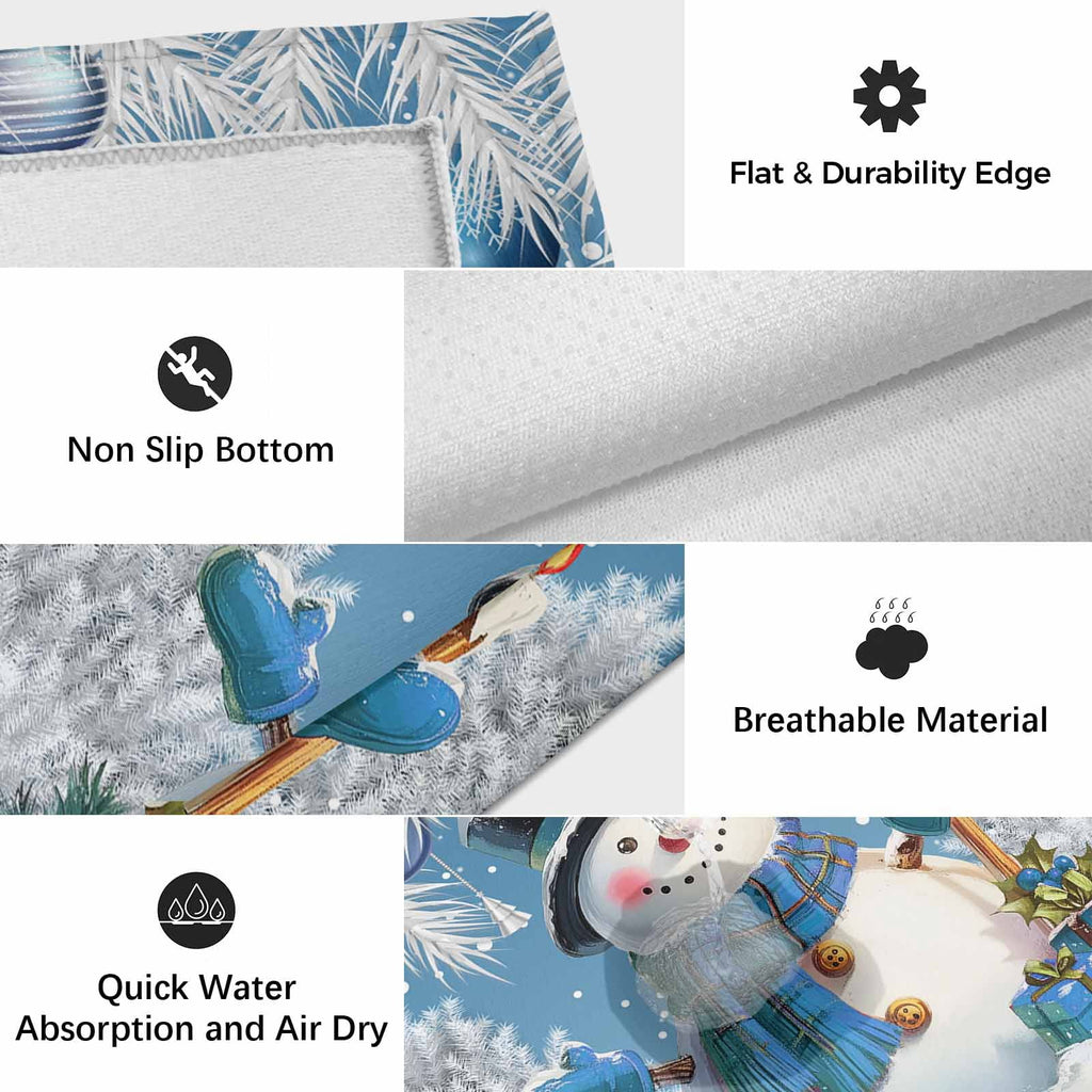 Grey Snowman Christmas Outdoor Rug for Patio/Deck/Porch, Non-Slip Large Area Rug 4 x 6 Ft, Xmas Tree Red Balls Snowflake Indoor Outdoor Rugs Washable Area Rugs, Reversible Camping Rug Carpet Runner