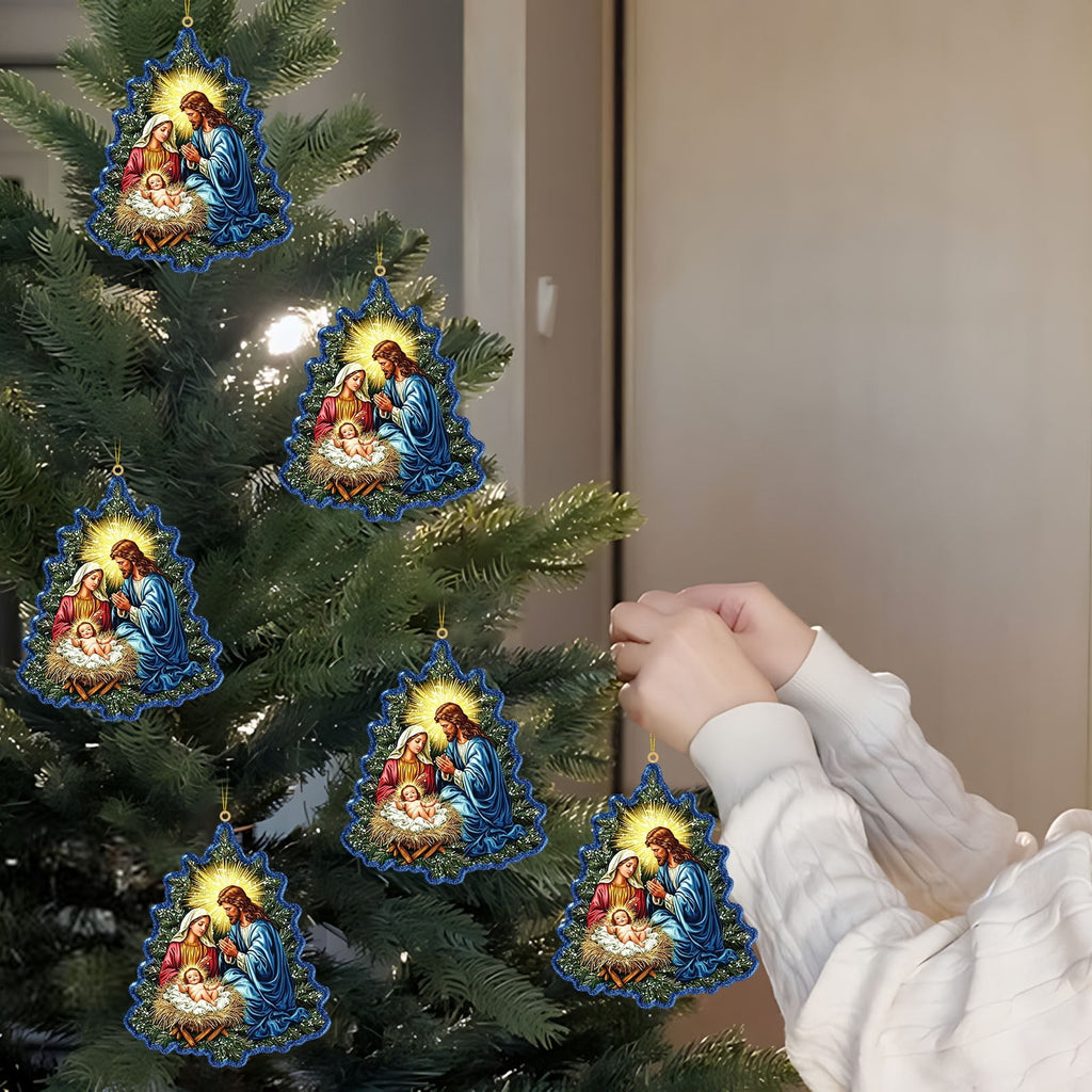 Xuniizn Nativity Ornaments, Christmas Nativity Scene Ornaments Acrylic Christmas Tree Decorations for Xmas Tree, Home, Office, Hanging Ornament, Religious Gifts, Party Decor, Christmas Decorations