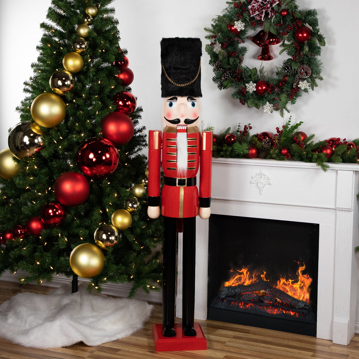 Northlight Giant Commercial Size Wooden Christmas Nutcracker Soldier - 6' - Red and Black