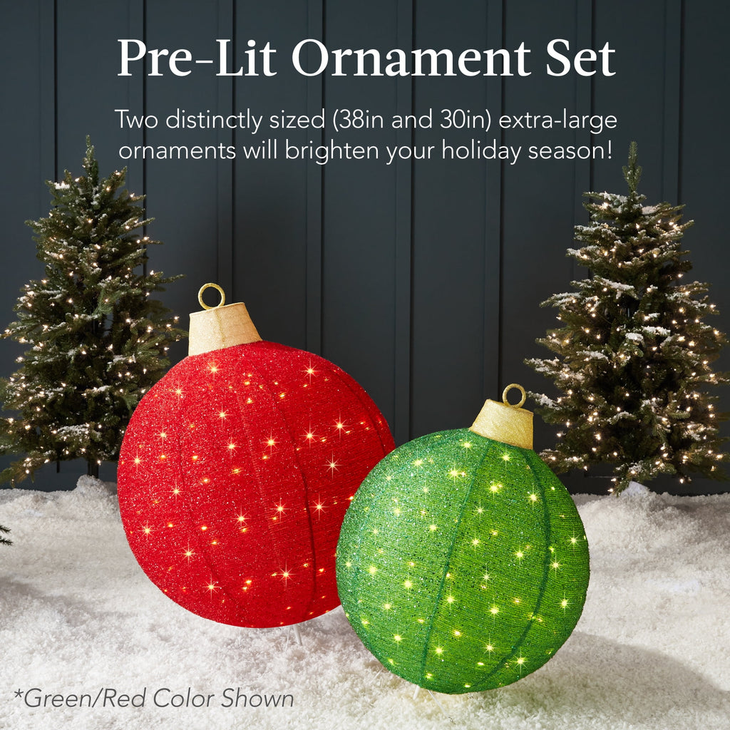 Best Choice Products 2pc Lighted Pop-Up Christmas Ornaments Outdoor Holiday Decoration w/ 180 LED Lights - Red/Green