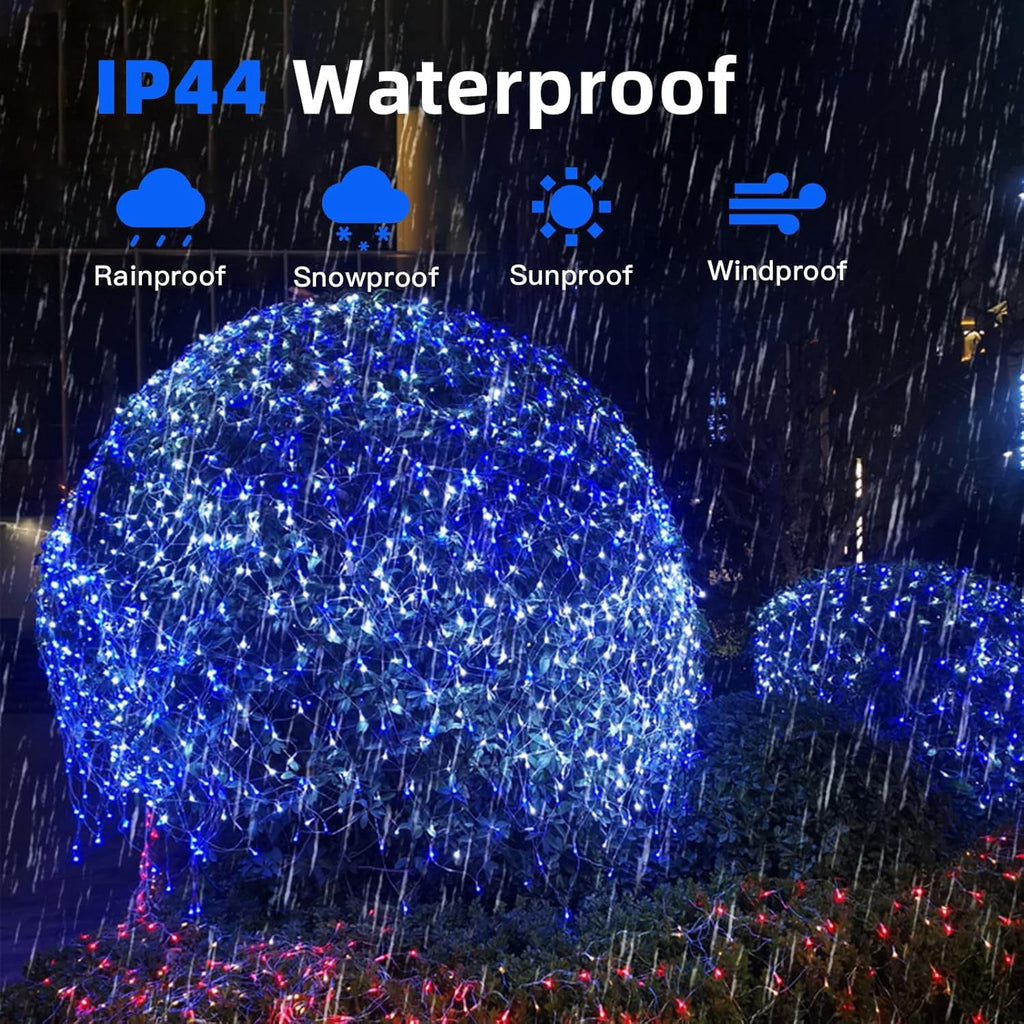 Christmas Net Lights Outdoor, 192 LED 9.8Ft x 6.6Ft Net Lights, Waterproof Christmas Outdoor Mesh Lights for Tree Bushes Holiday Party Garden, Holiday Wedding Party Decorations