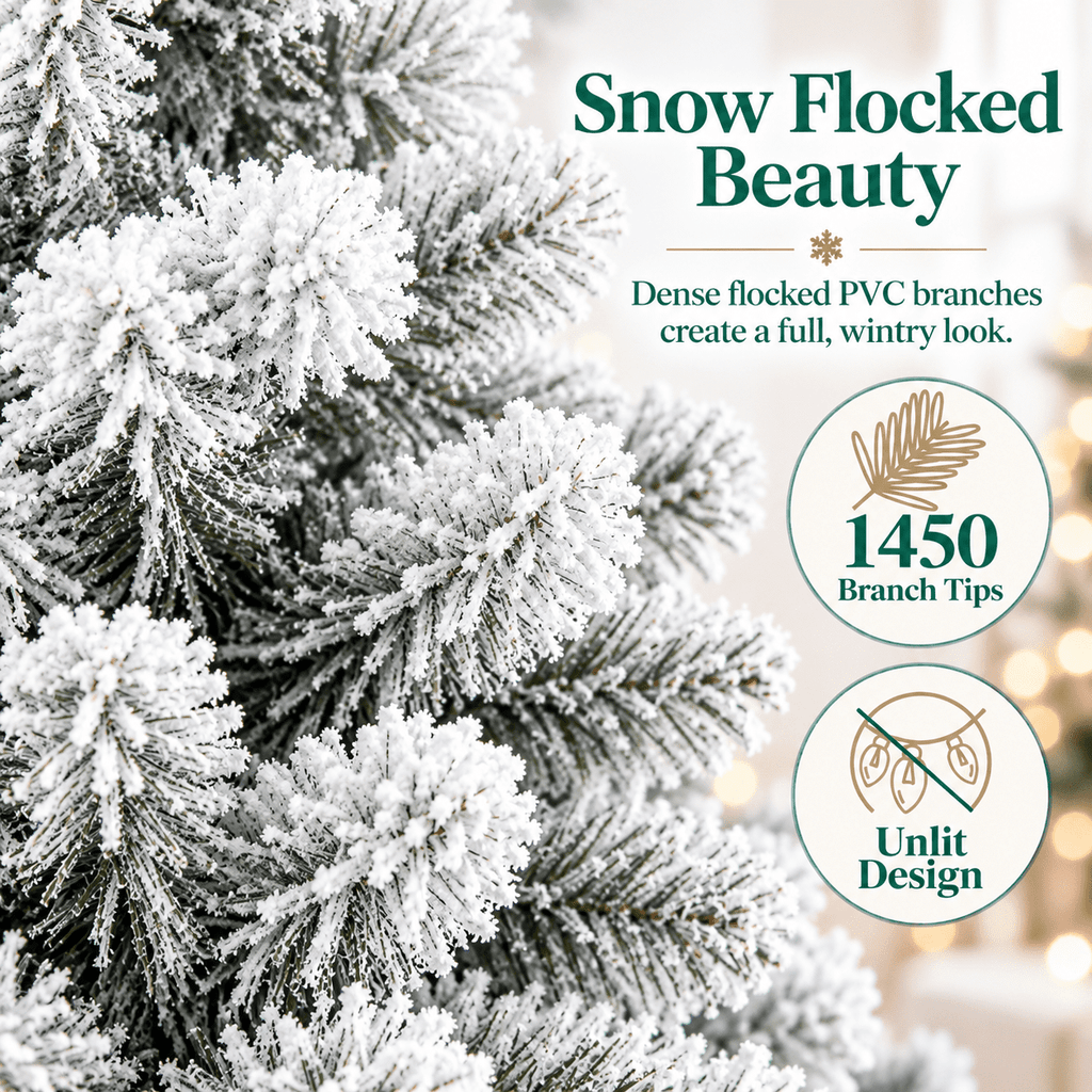 Vebreda Christmas Tree 6ft Artificial Hinged Xmas Tree with 1,000 Branch Tips, Green