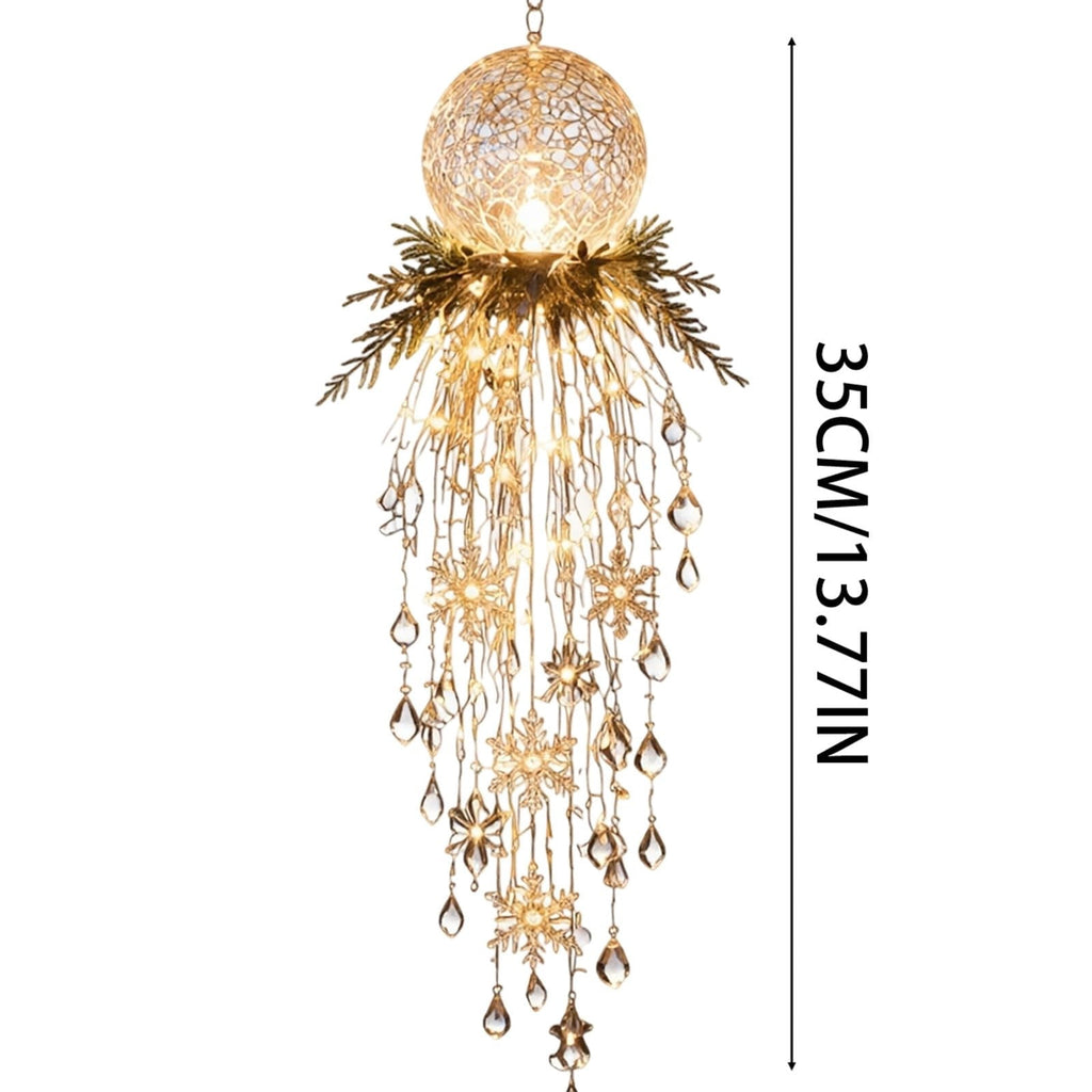 Crystal Cascade Christmas Light - Hanging Snowflake & Crystal LED Porch Decor(Blue light ball)