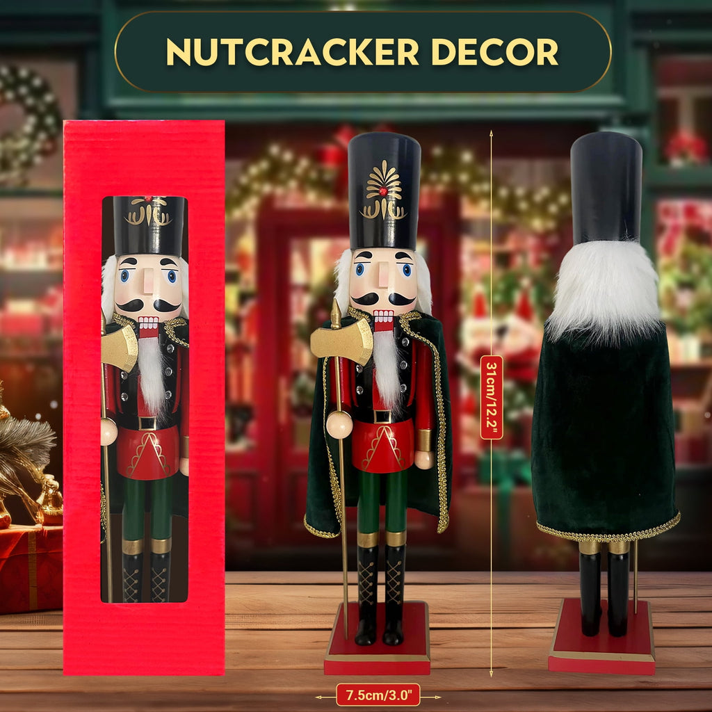 24Inch Wooden Soldier Nutcracker Christmas Decor - Festive Christmas Nutcracker Gift, Winter Indoor Decoration for Table, Desktop & Fireplace