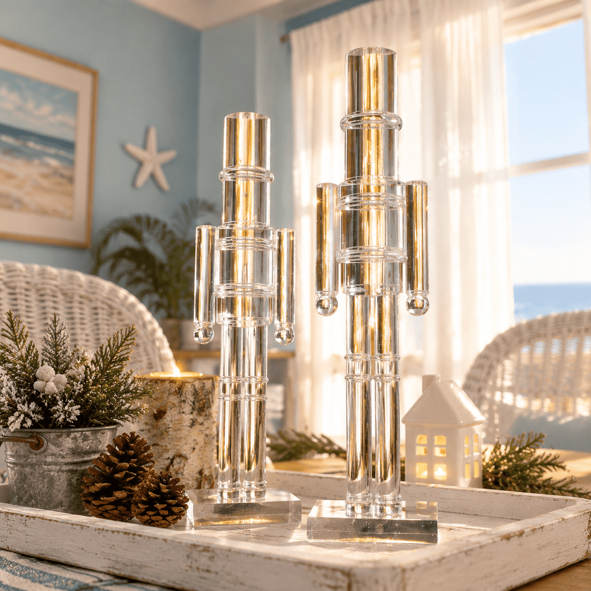 Clear 12 Inch 2 Pack Christmas Nutcracker Figurines, Holiday Decor