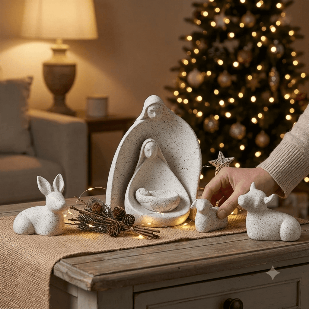 Transpac White Resin Nativity Set of 6 Christmas Tabletop Decor