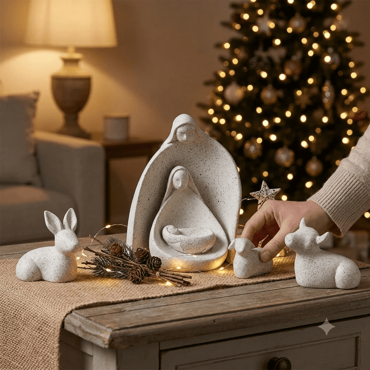 Transpac White Resin Nativity Set of 6 Christmas Tabletop Decor