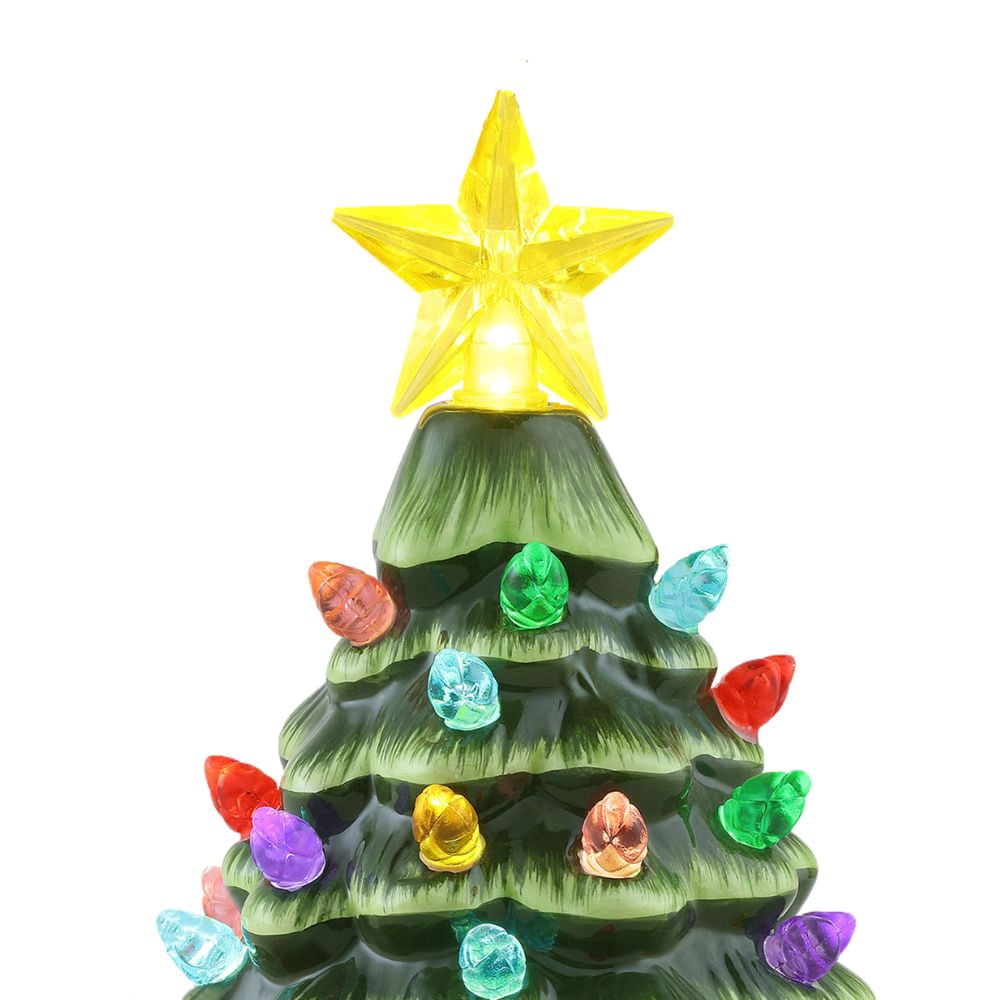 Mr. Christmas 5.25-Inch Nostalgic Tabletop Christmas Trees, Set of 3, White, LED Lights