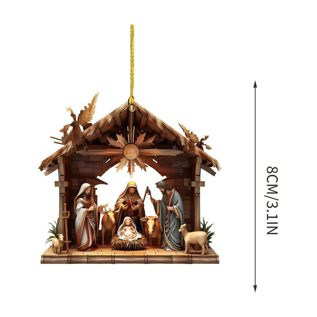 Xuniizn Nativity Ornaments, Christmas Nativity Scene Ornaments Acrylic Christmas Tree Decorations for Xmas Tree, Home, Office, Hanging Ornament, Religious Gifts, Party Decor, Christmas Decorations