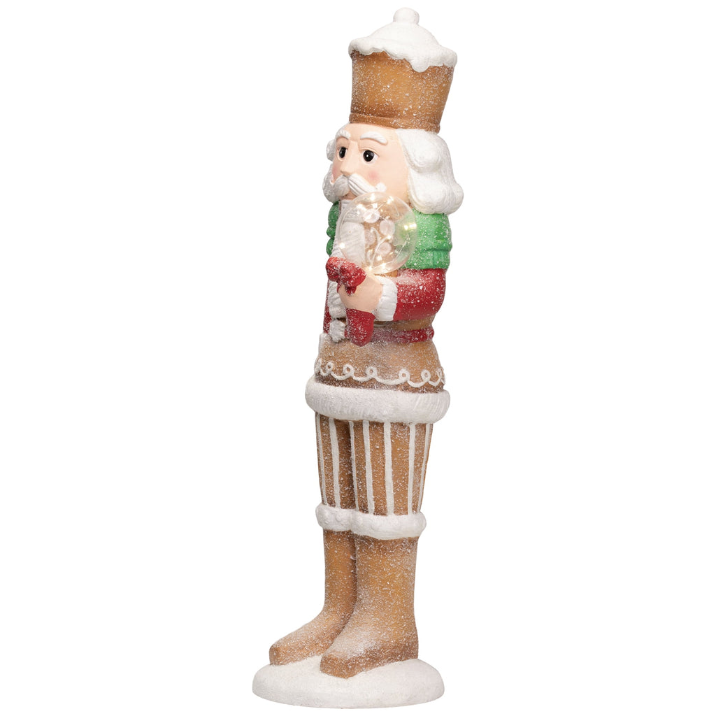 Northlight LED Lighted Christmas Gingerbread Nutcracker - 27" - Brown and White