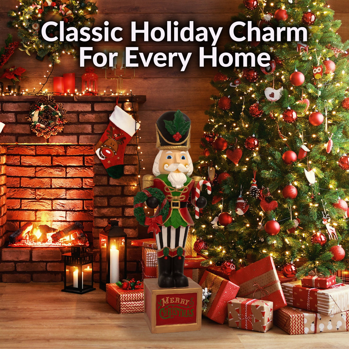 Sunnydaze Green Resin Karl the Christmas Nutcracker Statue, 48"