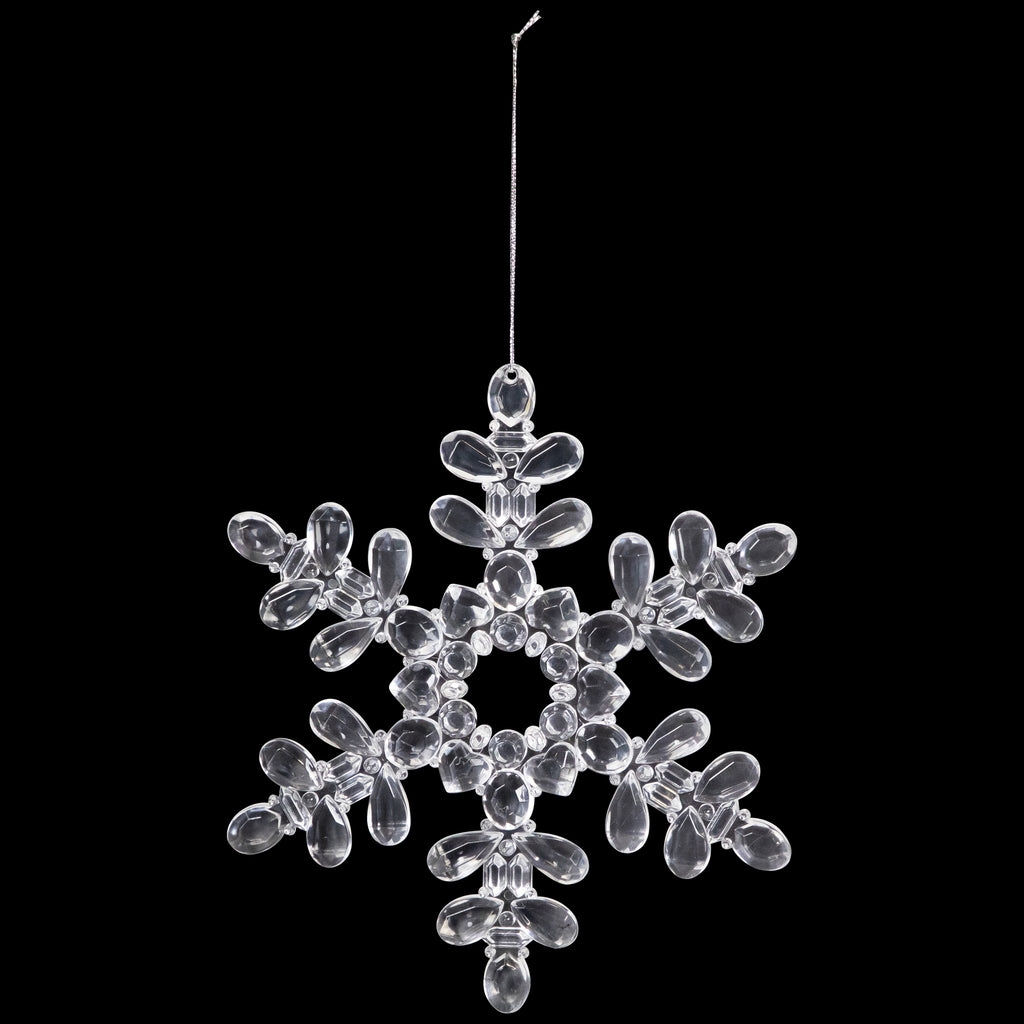 Hanging Acrylic Snowflake Christmas Ornaments - 7" - Clear - Set of 6