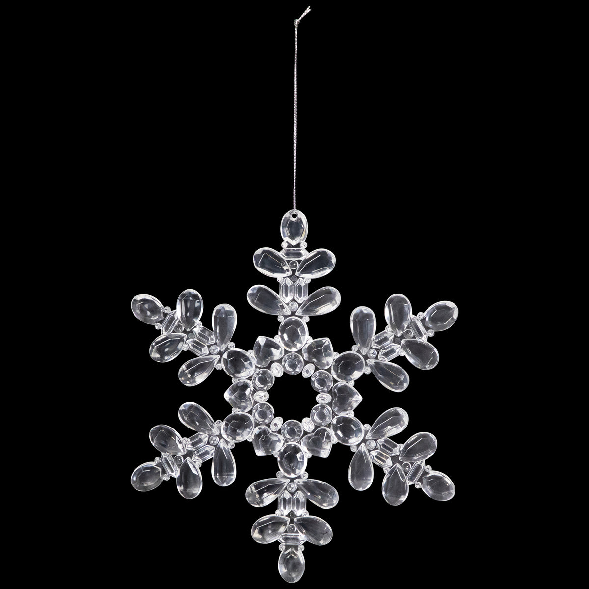 Hanging Acrylic Snowflake Christmas Ornaments - 7" - Clear - Set of 6