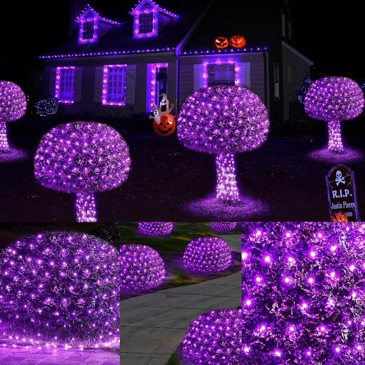 Christmas Net Lights Outdoor, 192 LED 9.8Ft x 6.6Ft Net Lights, Waterproof Christmas Outdoor Mesh Lights for Tree Bushes Holiday Party Garden, Holiday Wedding Party Decorations