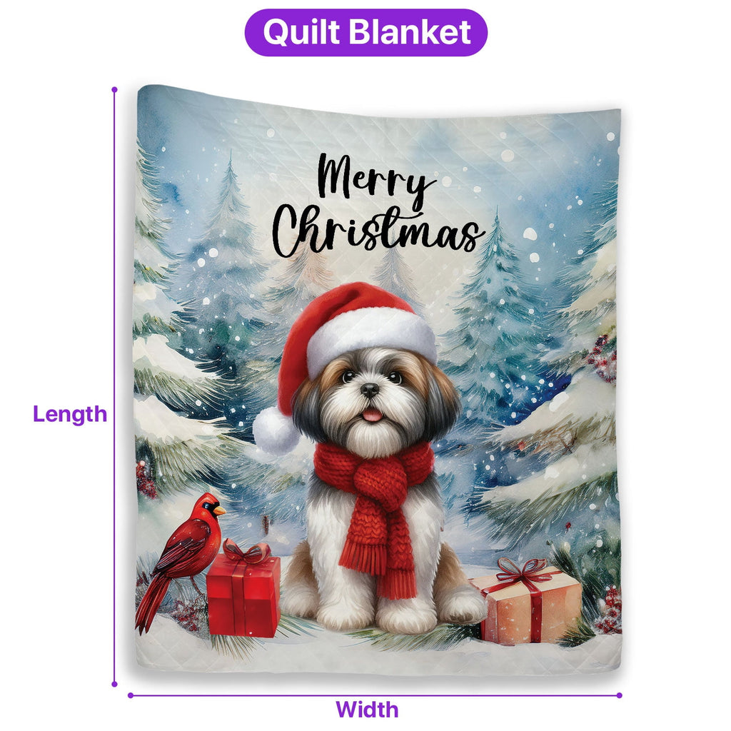 Merry Christmas French Bulldog Enjoys Woofmas Winter Xmas Holiday Quilt Bedding Set Dog Lover Gifts 1 Blanket Bed Cover 2 Pillowcases - 02022
