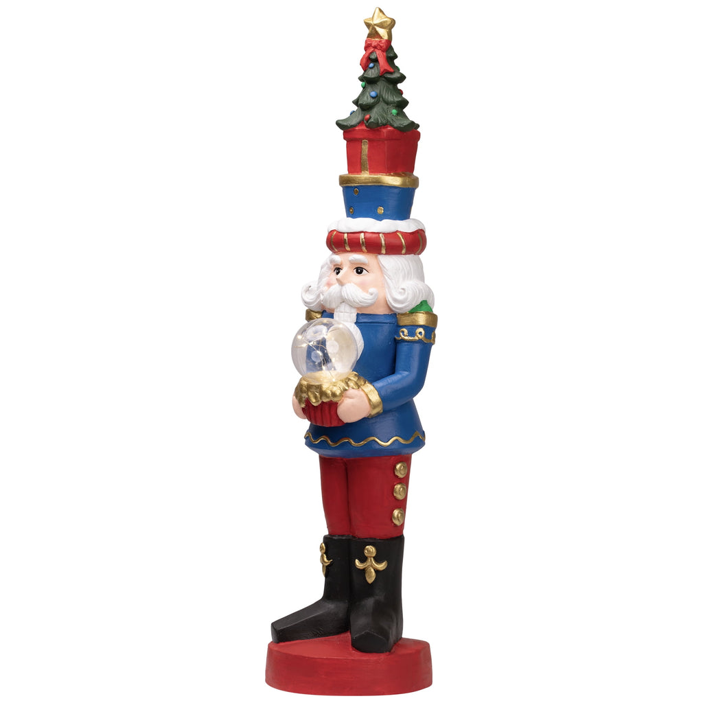 LED Lighted Nutcracker Soldier with Christmas Tree - 29" - Blue and Red