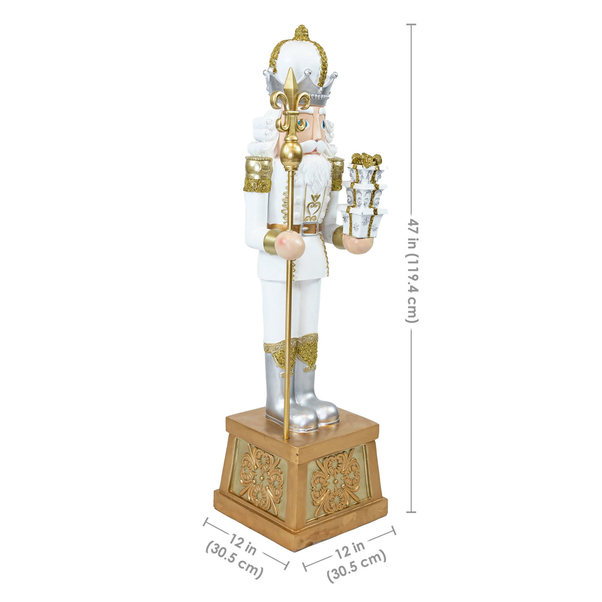 Sunnydaze Gold Polyresin Pierre the Fleur-de-Lis Nutcracker Christmas Statue, 47"