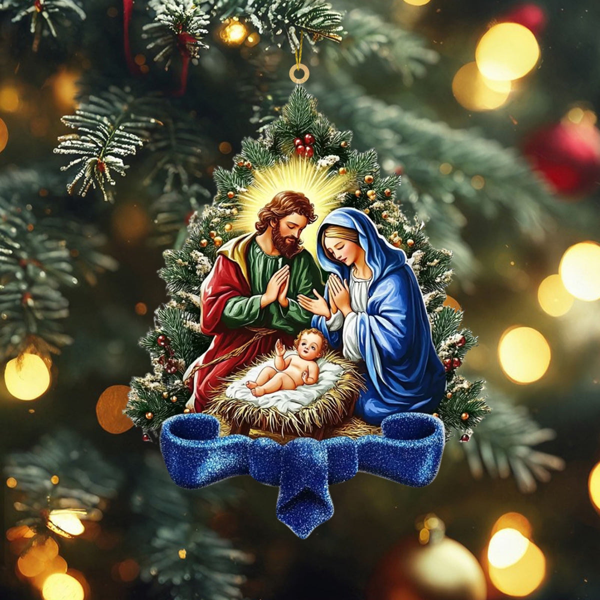 Xuniizn Nativity Ornaments, Christmas Nativity Scene Ornaments Acrylic Christmas Tree Decorations for Xmas Tree, Home, Office, Hanging Ornament, Religious Gifts, Party Decor, Christmas Decorations