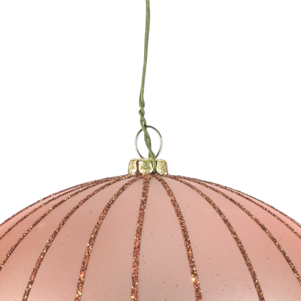 Vickerman 6" Rose Gold Matte Glitter Ball Christmas Ornament, 2 pieces per bag