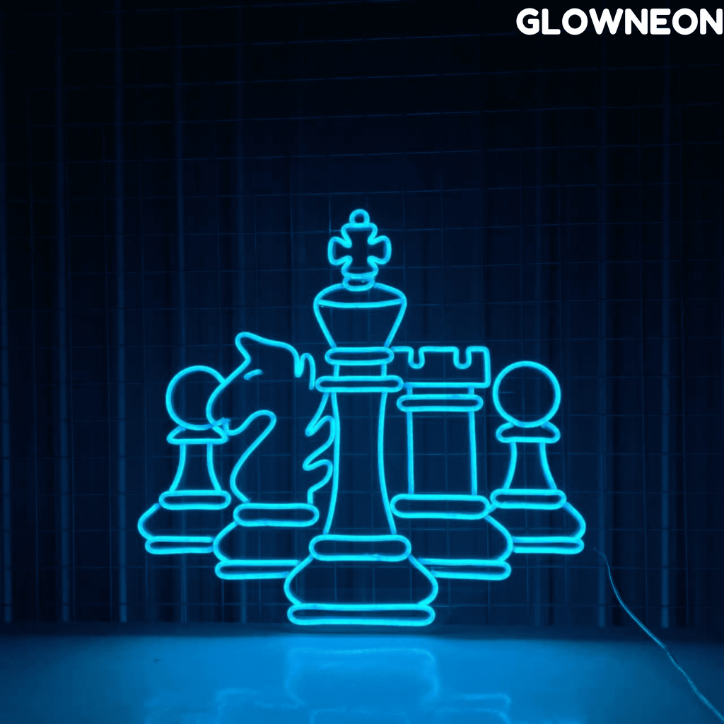 Glowneon Chess Neon Sign, Chess Set Led Sign, Christmas Gift For Dad