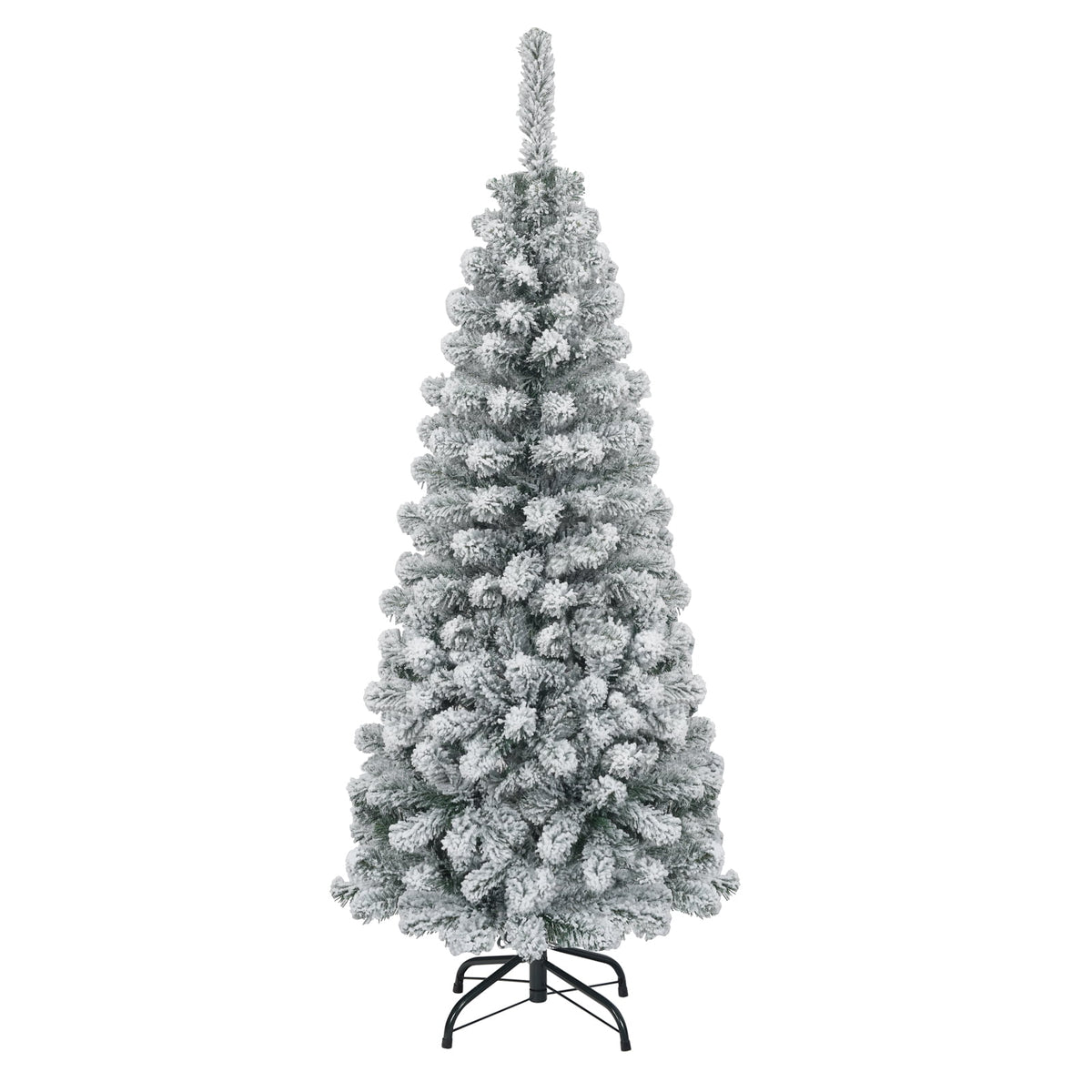 Costway 4.5 FT Unlit Flocked Pencil Christmas Tree Hinged with 242 Branch Tips