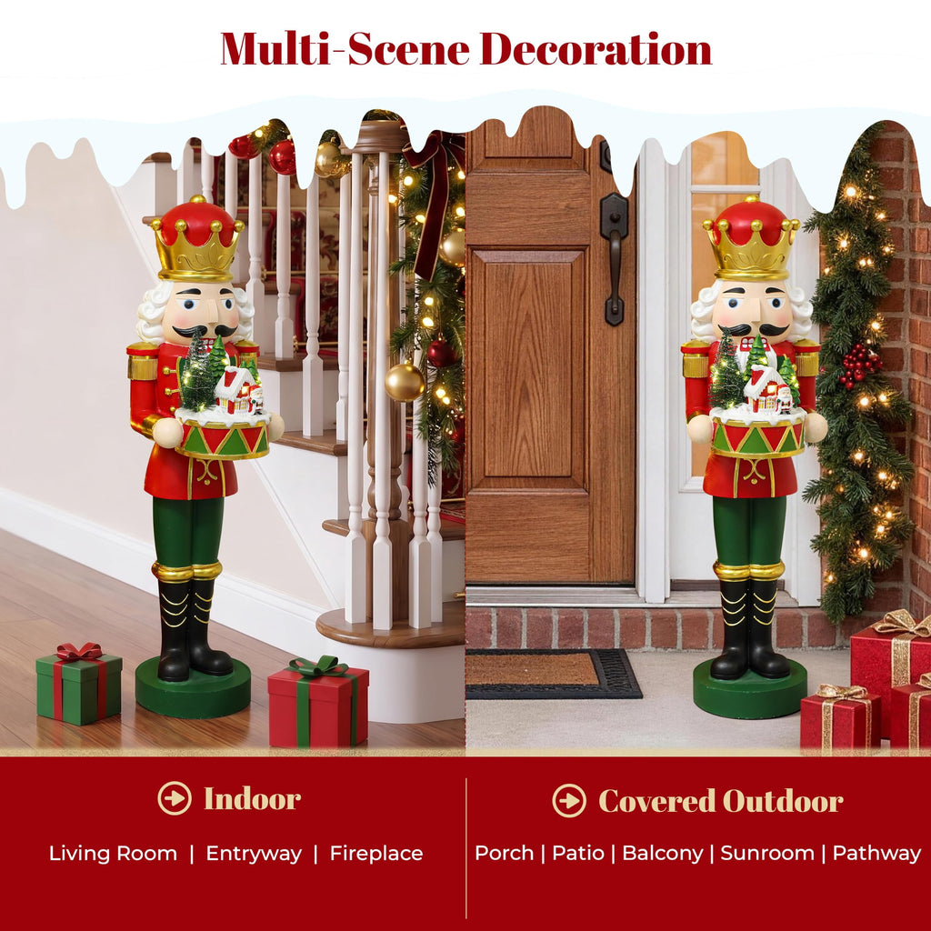 Langford Home Battery-Operated Prelit Nutcracker Soldier Statue Holding Christmas Miniature Landscape