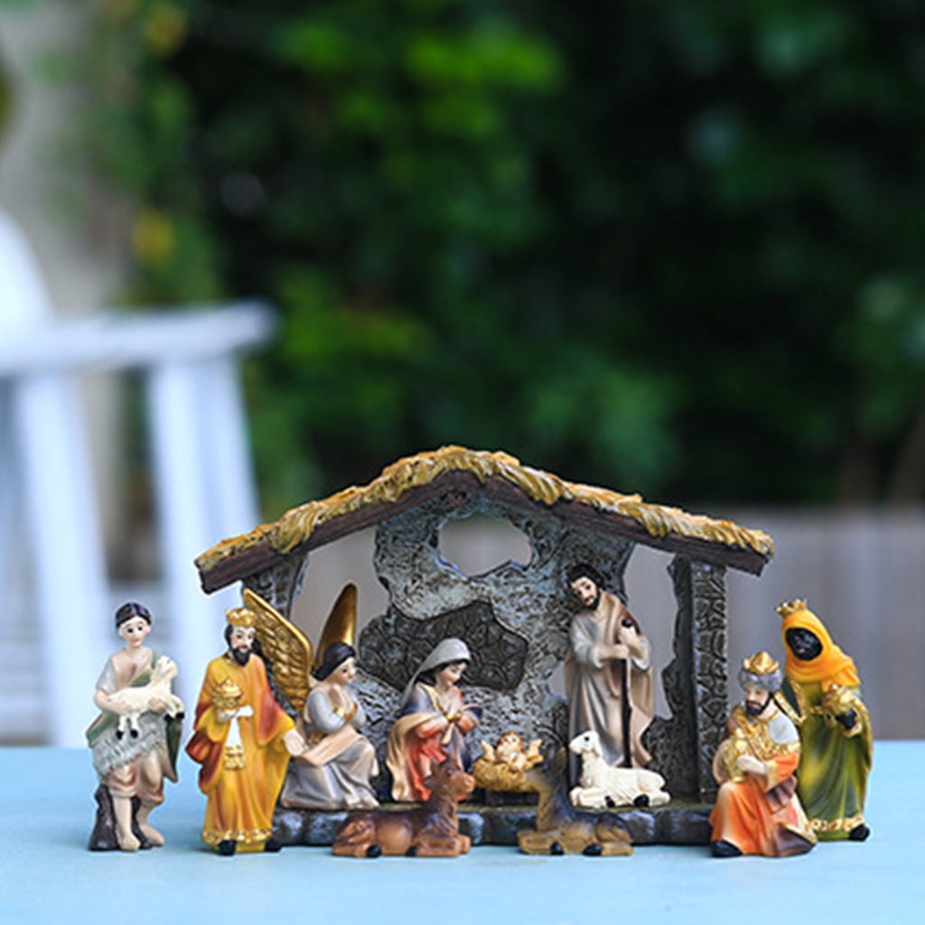 HeroNeo Christmas Nativity Figurine Set Jesus Nativity Manger Scene Kit Ornament