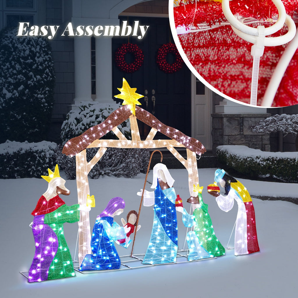 UBesGoo 5ft Light-Up Nativity Scene Christmas Decoration Nativity Christmas Outdoor Decor