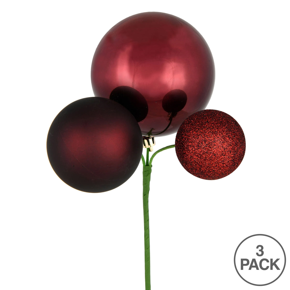 Vickerman 18" Honey Gold Orn Pick 3 per Bag. Features shiny, matte and glitter ornaments.