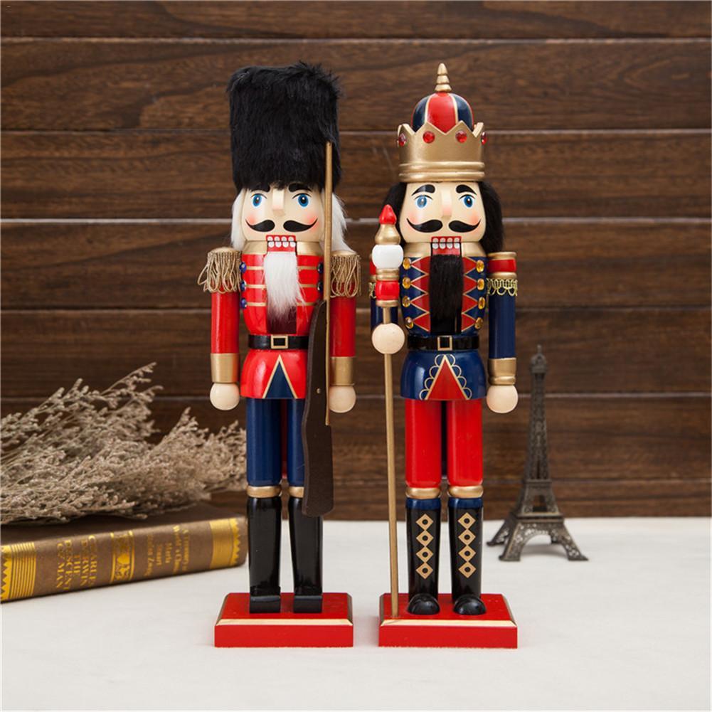 Hfppkn 38CM Wooden Nutcracker Soldier Figurine Classic Christmas Decor for Home Office 38cm