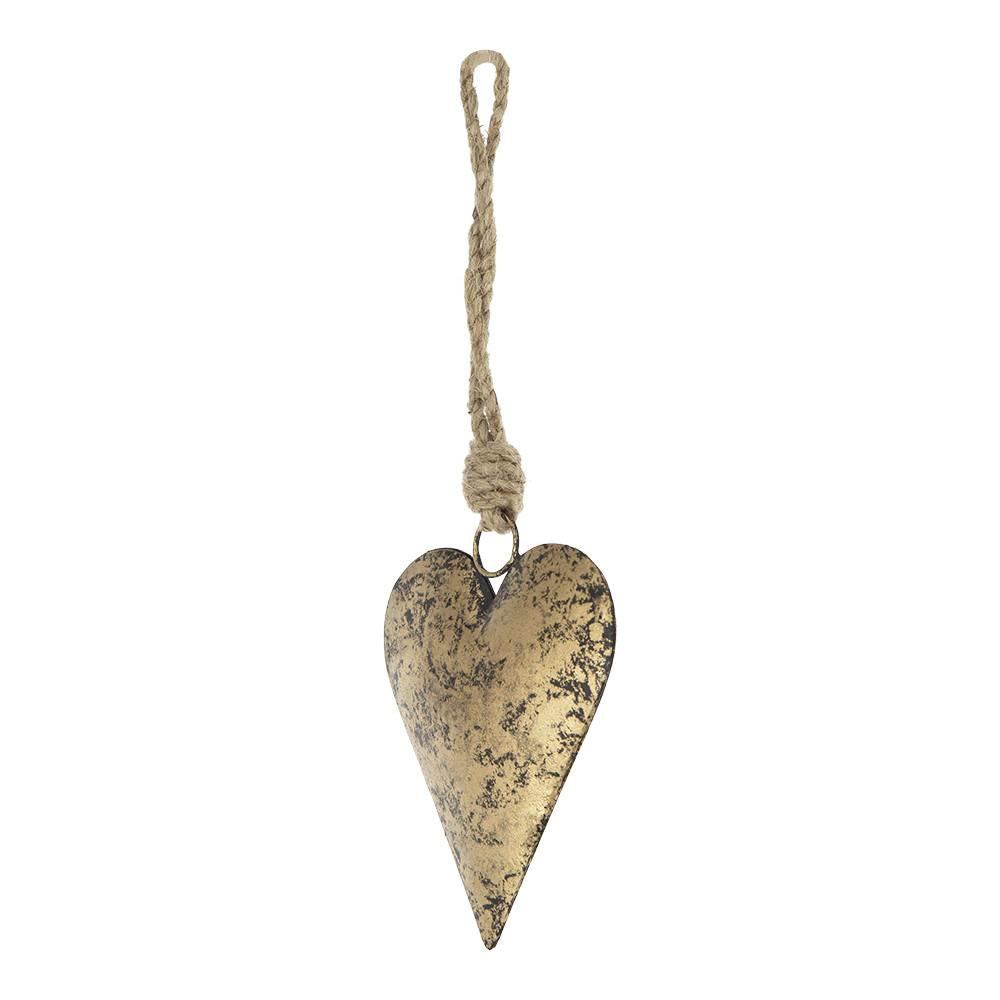 A&B Home Set of 12 Vintage Gold Iron Heart Hanging Ornaments 3.1" x 1.2" x 3.9"