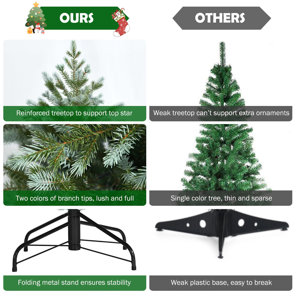 Costway 7ft Artificial Christmas Spruce Hinged Tree w/ 1260 Mixed PE & PVC Tips