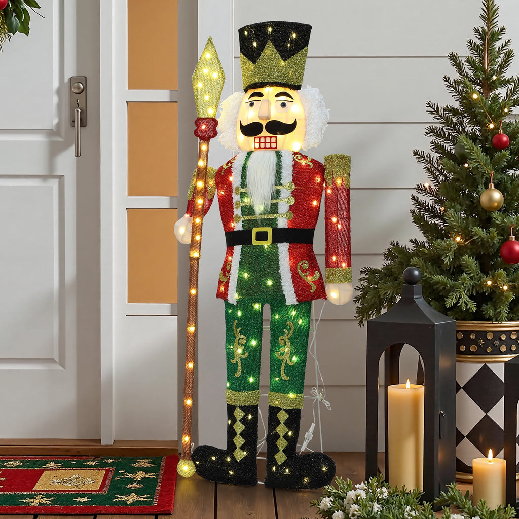 Langford Pre-lit 4ft Glittery Nutcracker Soldier Christmas Decoration