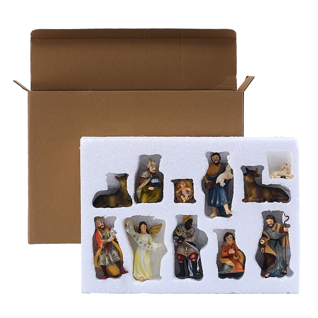 PatungKu Holy Family Christmas Resin Nativity Figurine Christ Birth of Jesus Statue Manger Church Resin Religious Gift Home Decor